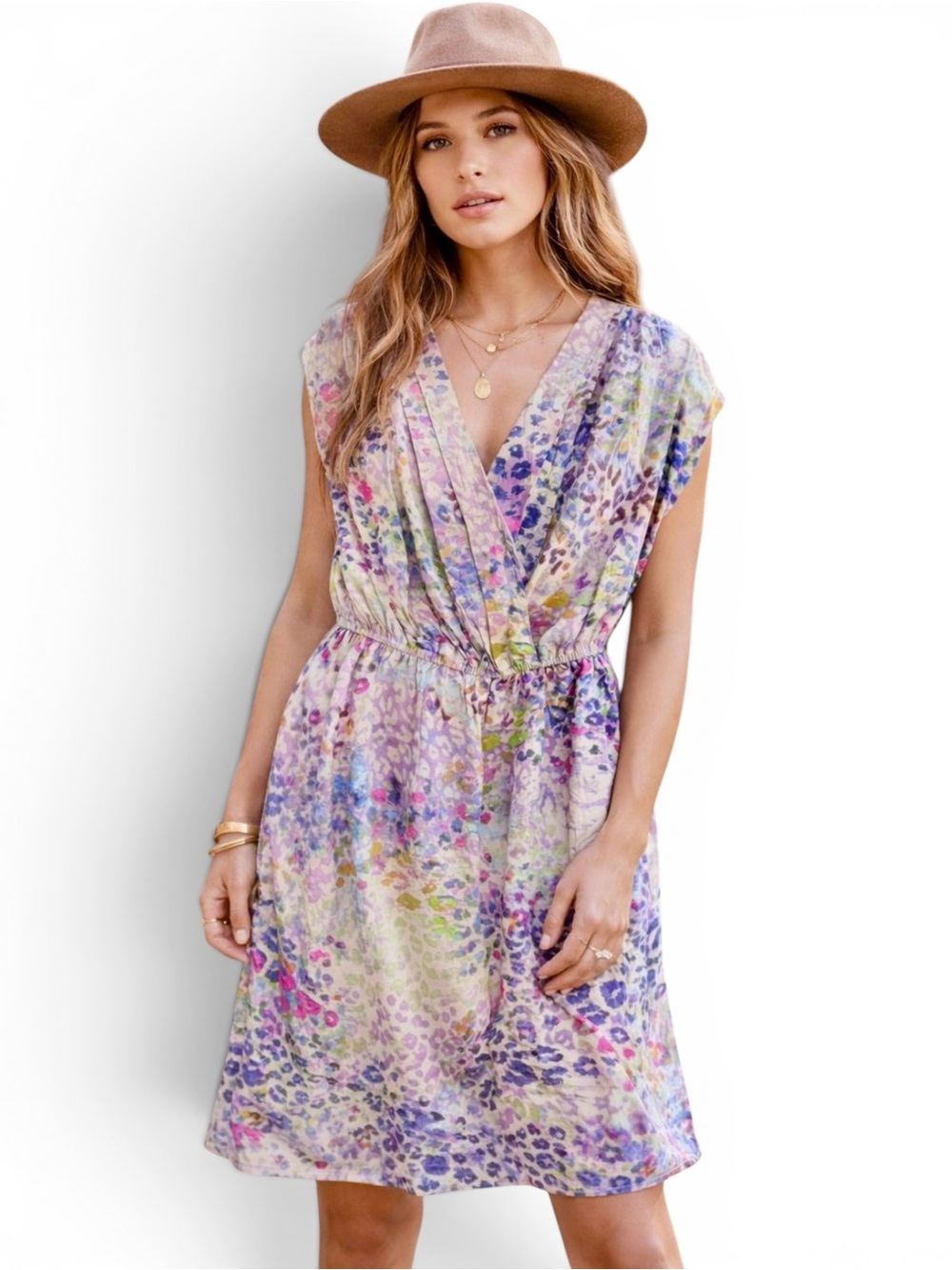 Presley Skye Multicolor Leopard print Silk Dress